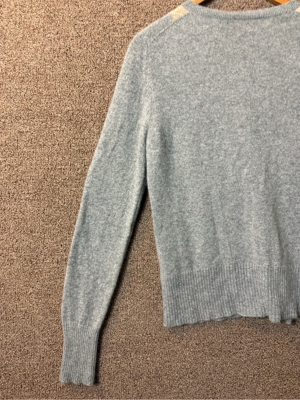 Cashmere Apt. 9 Gray Argyle Button-Front Cardigan with Beige Accents Y2K - Picture 12 of 13
